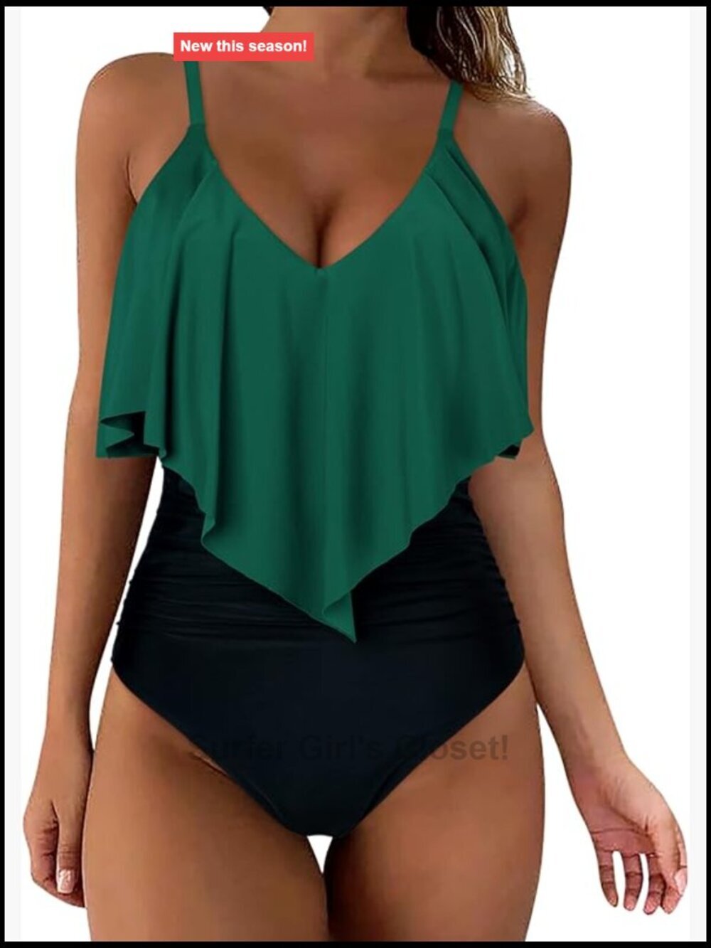 Ruffle Tummy Control One Piece Swimsuit Monokini Ruched High Leg